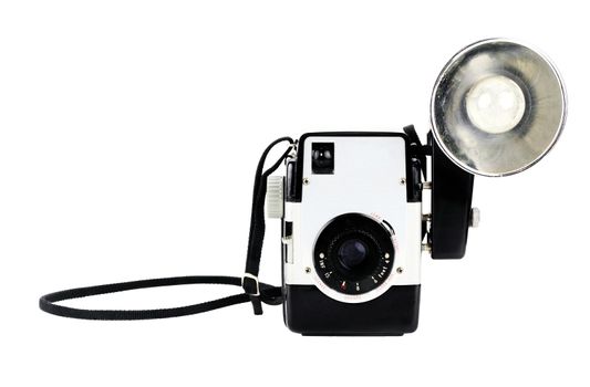 Vintage camera isolated on white with clipping path included.
