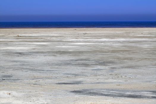 View of the salt flats surrounding the Great Salt Lake of Utah.