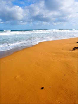 Beautiful sandy beach along the Pacific coastline of Warrnambool Australia.