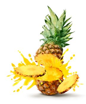 Tasty tropical pineapple slices juice burst