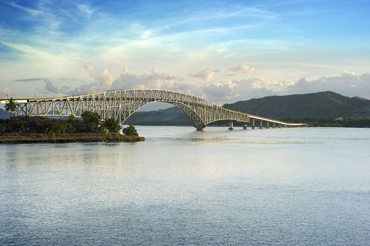 The San Juanico Bridge, view from Samar, towards Leyte. Philippines