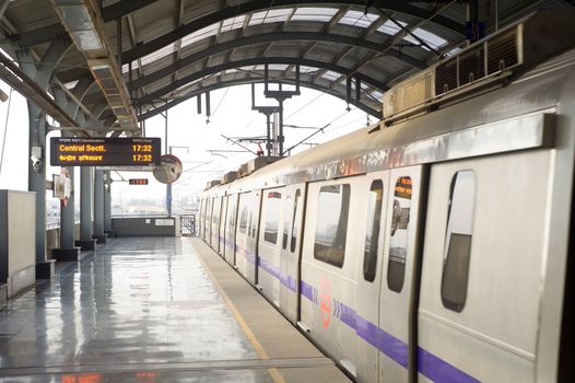 Delhi Metro station  in Delhi. Delhi Metro network consists of six lines with a total length of 189.63 kilometres (117.83 mi) with 142 stations