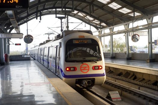 Delhi, India -  March 03, 2012: Delhi Metro station  in Delhi. Delhi Metro network consists of six lines with a total length of 189.63 kilometres (117.83 mi) with 142 stations