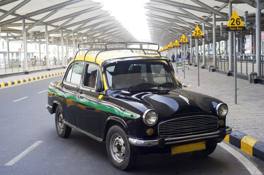 Old fashioned taxi at Indira Gandhi International Airport