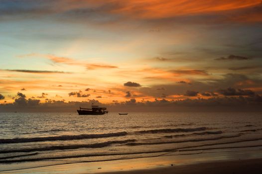 Thailand fishing boat at a beautiful sunset