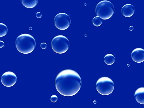 great number of transparent bubbles on a dark blue background