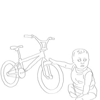 nice simple card with little boy and bicycle