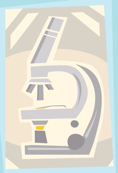 Abstract illustration of a compound microscope in a frame