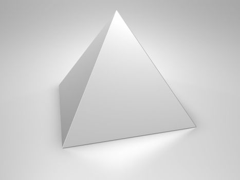 Metallic pyramid on metallic background, 3d render