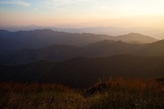 sunset over mountains in High