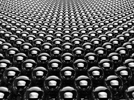 Black chrome balls abstract background, 3d render