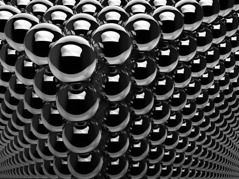 Black chrome balls abstract background, 3d render