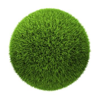 Grass ball isolated on white background, 3d render
