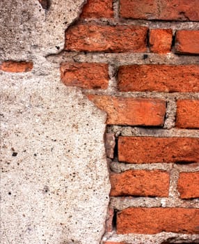 Background of grunge red brick wall.