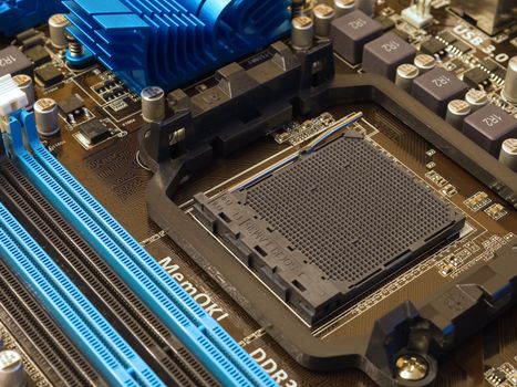 CPU socket and DDRslots on motherboard