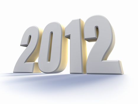 Year 2012, large white number with backlit, 3d render