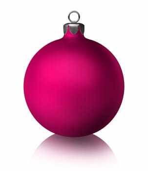 Pink christmas bauble on white background. 3d render