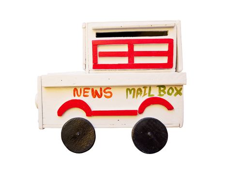 Wood mail box on the white background