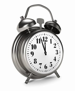 Old silver clock on white background. 3d render