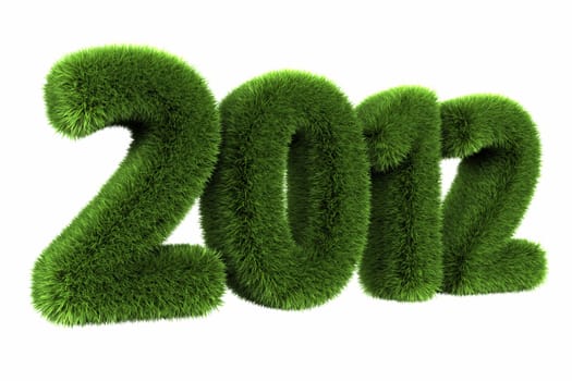 Grass year 2012, large grassy number. 3d render
