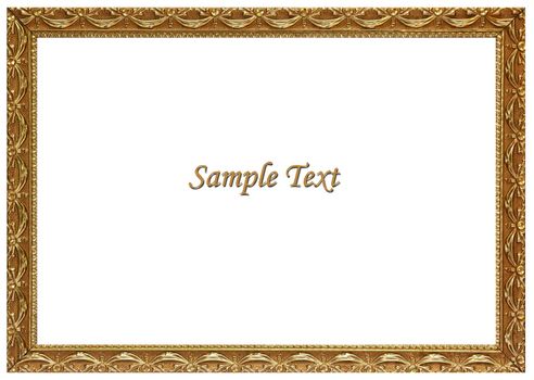 Gold frame on white background