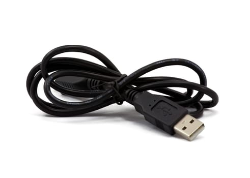 Black USB cable isolated on white