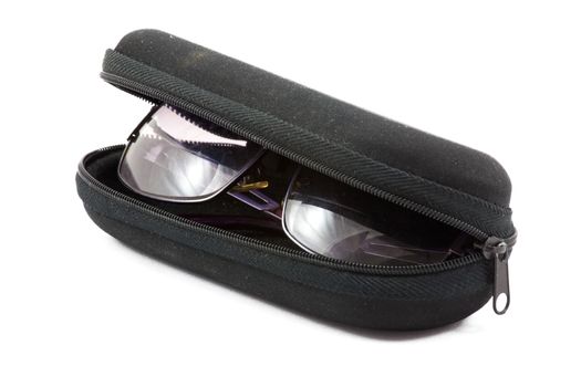 Glasses in case isolated