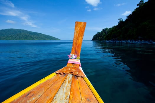 Head long tail fisherman boat in Andaman sea , South of Thailand.