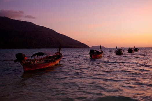 Boats on the sea in Southern of Thailand