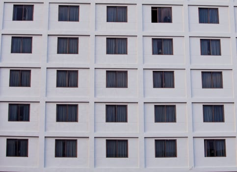 window of the multi-storey building of hotel