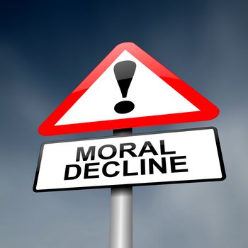 Illustration depicting a road traffic sign with a moral decline concept. White background.