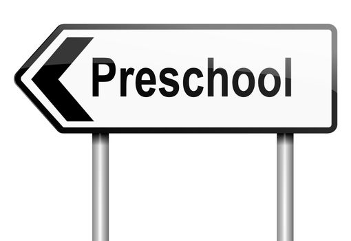 Illustration depicting a road traffic sign with a preschool concept. White background.