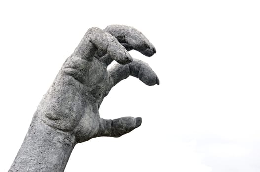 Hand sculpture on white background