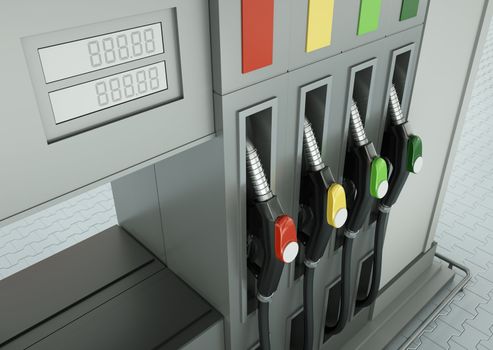 Fuel dispenser at the gas station. 3D render.