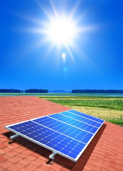 solar-cell array on the roof of private home