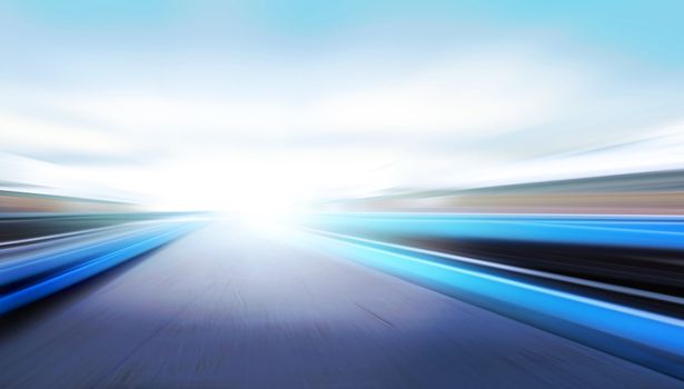 driving at high speed in empty road - motion blur