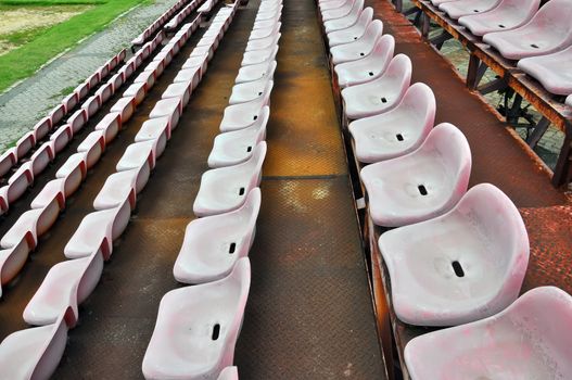 Old-seat stadium in red