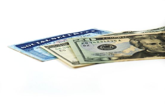 stock pictures of a social security card and money 