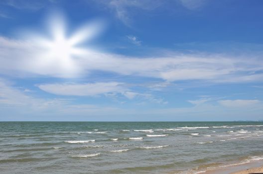 Empty beach with sun