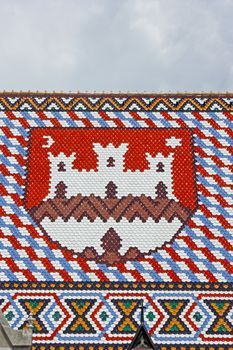 Emblem of Zagreb on the roof of St. Mark Church, Zagreb, Croatia