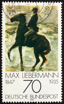 GERMANY - CIRCA 1978: a stamp printed in the Germany shows Horseman on Shore, Painting by Max Liebermann, circa 1978