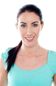 Portrait of beautiful caucasian woman. Closeup shot