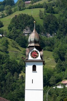 beautiful church in alpine landscape at Sisikon, Lake Luzerne, Switzerland