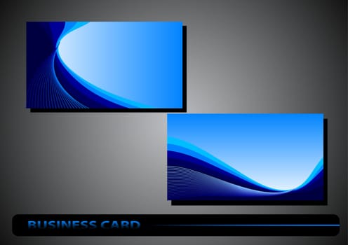 business cards with the waves and lines on a blue background