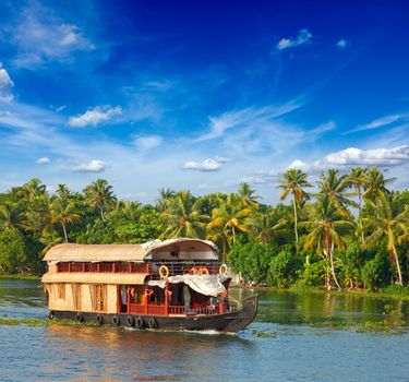 Houseboat on Kerala backwaters. Kerala, India