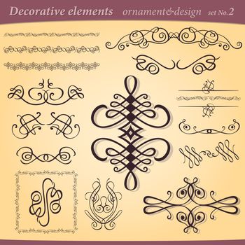 Set of decorative ornament ant design elements for layout and illustration