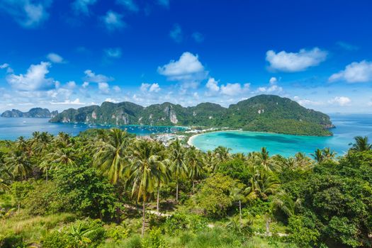 Tropical island with resorts - Phi-Phi island, Krabi Province, Thailand