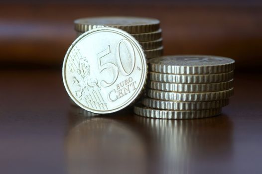 Stack of 50 cents euro coins