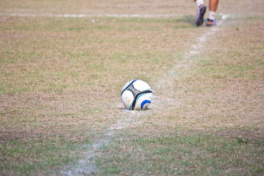 football on the old grass soccer field