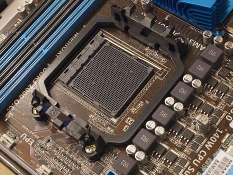 CPU socket and PCI slots on motherboard